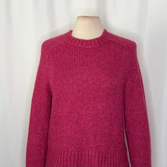 J. CREW Alpaca Blend Crewneck Sweater Pink Merino Wool Heathered Fuchsia Medium - Picture 4 of 13